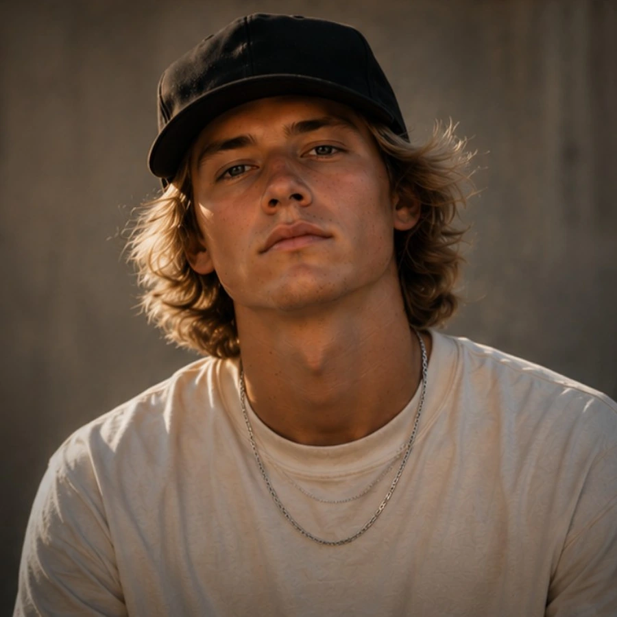 Portrait of fictional Breakline co-founder Juno Park at a skatepark