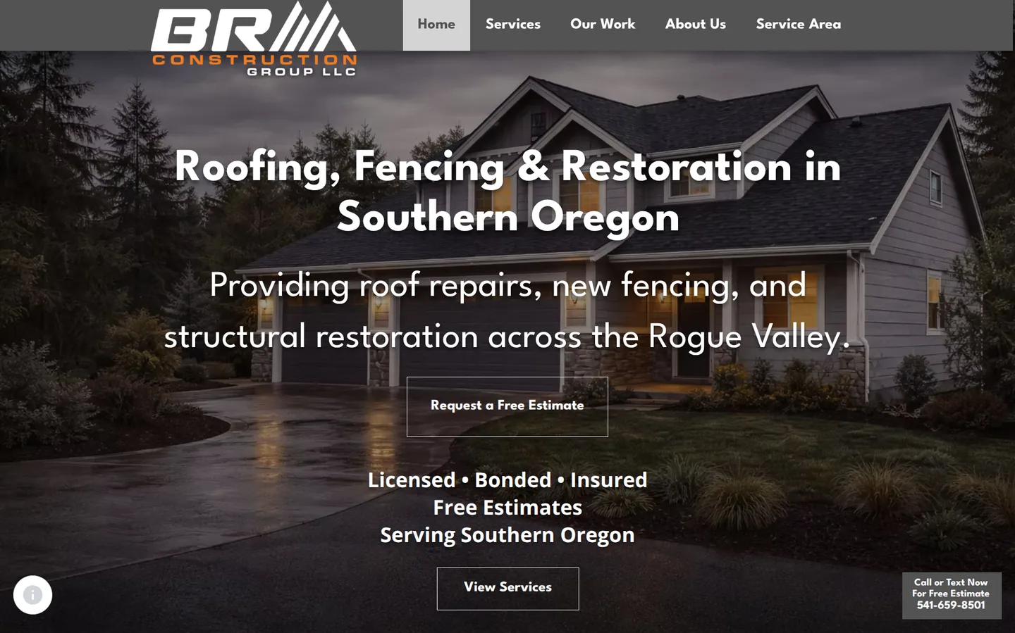 BRM Construction Group website project by Davis Web Design