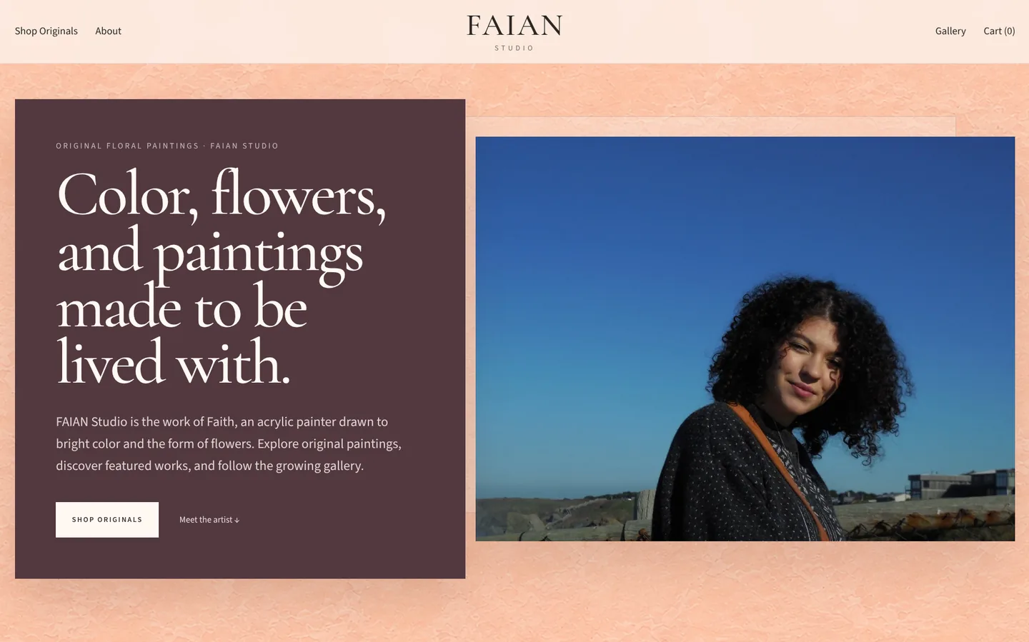 FAIAN Studio artist website and online shop homepage