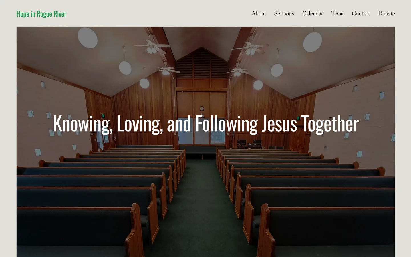 Hope in Rogue River church website homepage